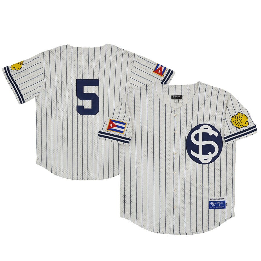 Men's Santa Clara Leopardos #5 Rings & Crwns Cream Mesh Button-Down Replica Jersey - Ujersey Shop