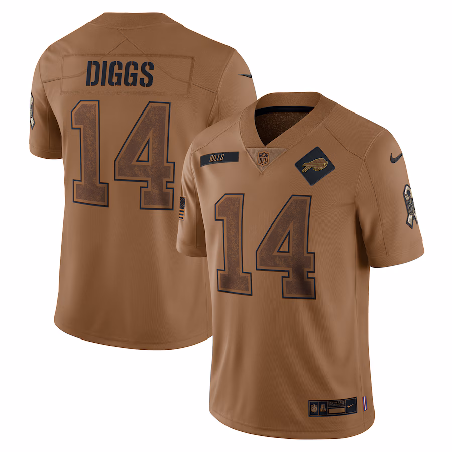 Men's Buffalo Bills Stefon Diggs Nike Brown Salute To Service Limited Jersey - Ujersey Shop