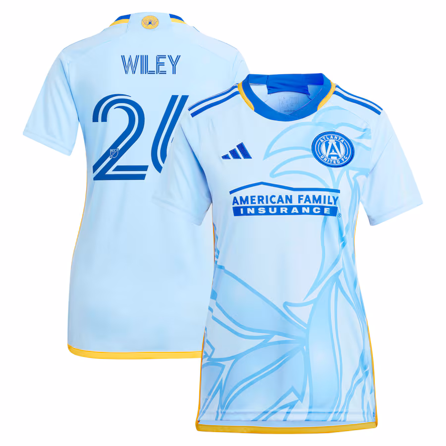 Women's Atlanta United FC Caleb Wiley adidas Light Blue 2024 The Resurgens Kit Replica Player Jersey - Ujersey Shop