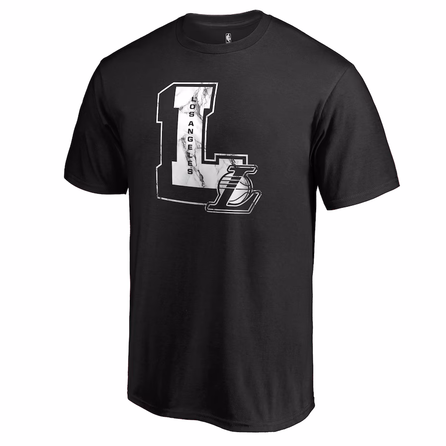Men's Los Angeles Lakers Black Letterman T-Shirt - Ujersey Shop