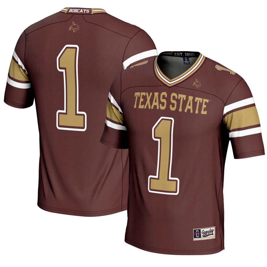 Men's GameDay Greats #1 Maroon Texas State Bobcats Endzone Football Jersey - Ujersey Shop