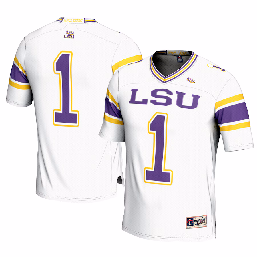 Youth GameDay Greats #1 White LSU Tigers Football Jersey - Ujersey Shop