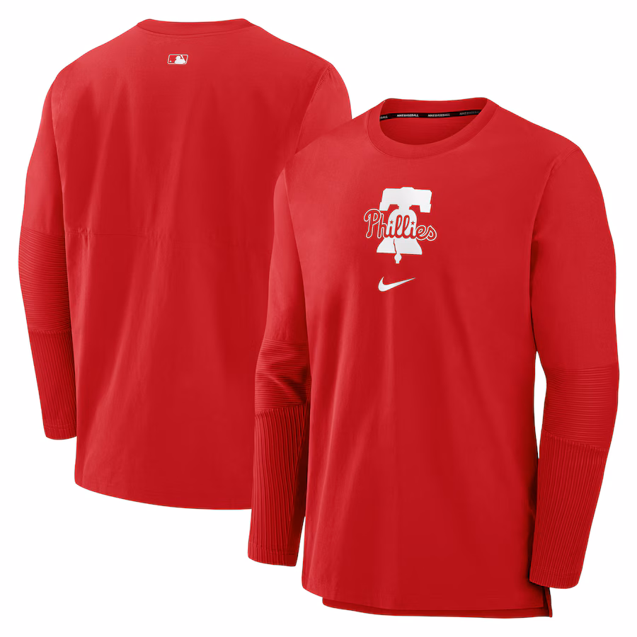 Men's Philadelphia Phillies Nike Red Authentic Collection Player Performance Pullover Sweatshirt - Ujersey Shop