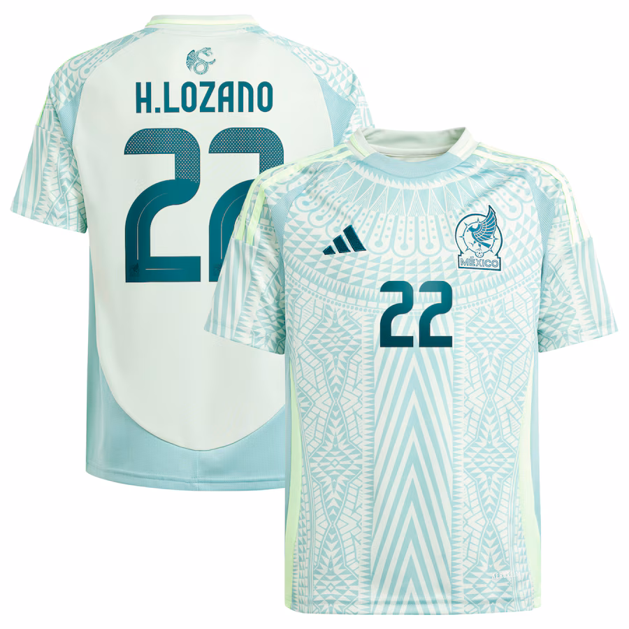 Youth Mexico National Team Hirving Lozano adidas Green 2024 Away Replica Player Jersey - Ujersey Shop