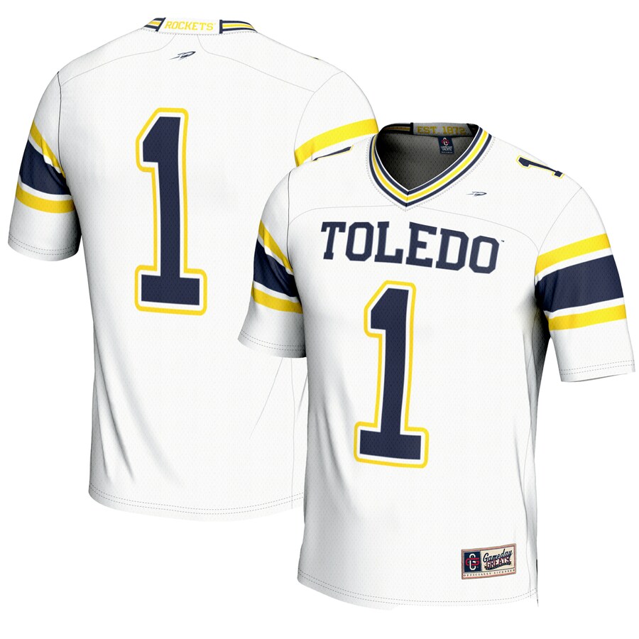 Men's GameDay Greats #1 White Toledo Rockets Endzone Football Jersey - Ujersey Shop