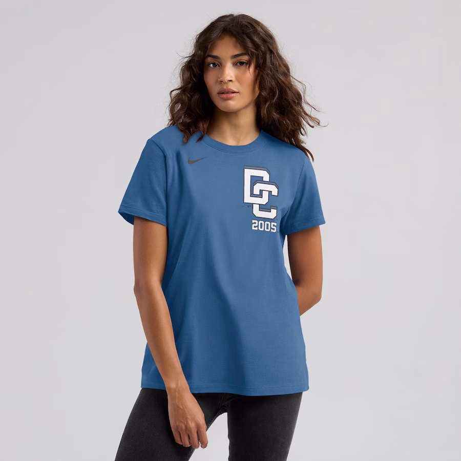 Women's Washington Nationals Nike Blue 2025 City Connect Wordmark T-Shirt - Ujersey Shop