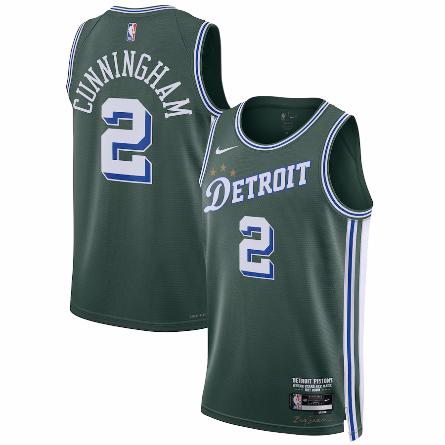 Unisex Detroit Pistons Cade Cunningham Nike Green 2022/23 Swingman Jersey - City Edition - Ujersey Shop