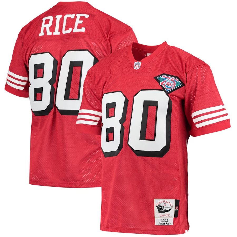 Men's San Francisco 49ers 1994 Jerry Rice Mitchell & Ness Scarlet Authentic Throwback Retired Player Jersey - Ujersey Shop