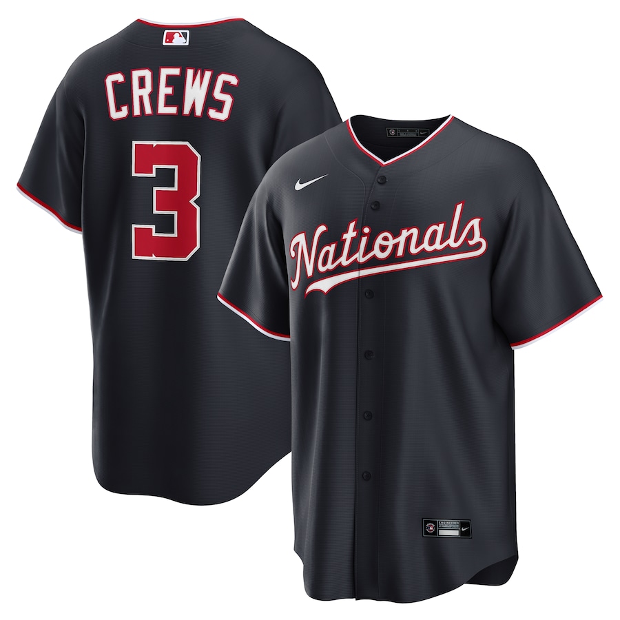 Men's Washington Nationals Dylan Crews Nike Navy Alternate Replica Jersey - Ujersey Shop