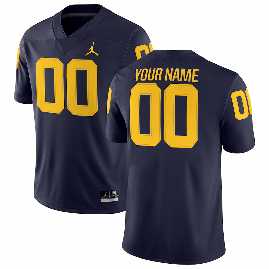 Michigan Wolverines Jordan Brand Football Custom Game Jersey - Navy - Ujersey Shop