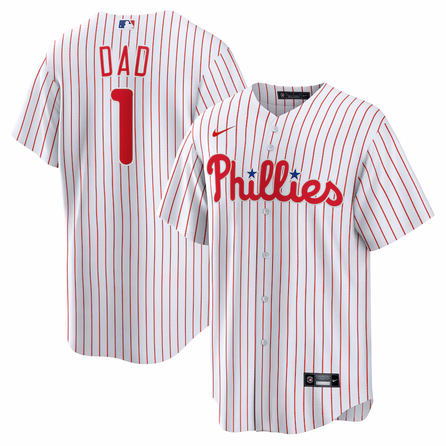 Men's Philadelphia Phillies Nike White #1 Dad Home Replica Jersey - Ujersey Shop