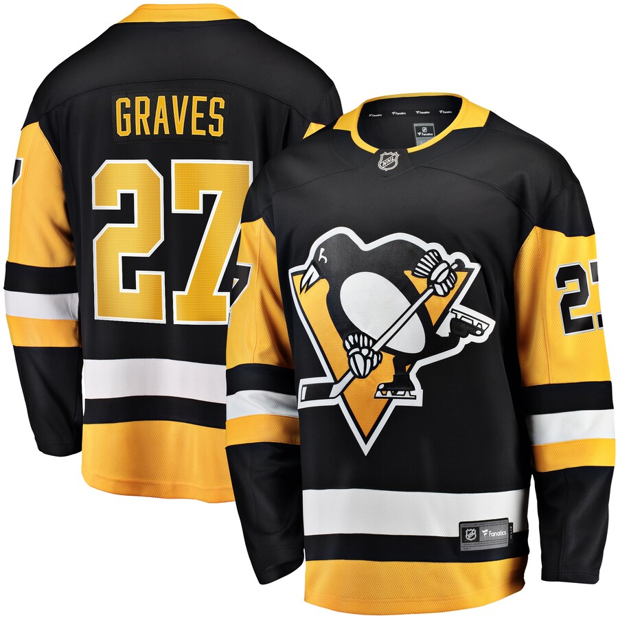 Men's Pittsburgh Penguins Ryan Graves Fanatics Branded Black Home Breakaway Jersey - Ujersey Shop