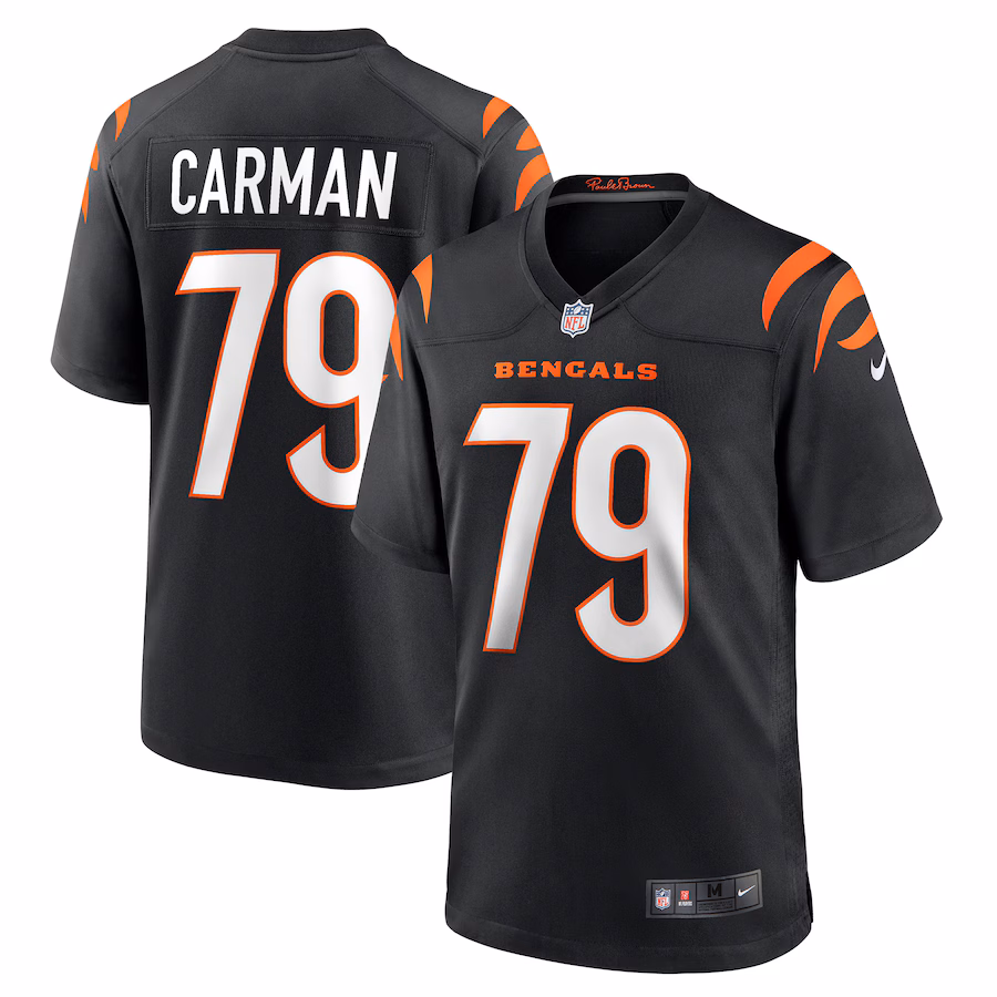 Men's Cincinnati Bengals Jackson Carman Nike Black Game Jersey - Ujersey Shop