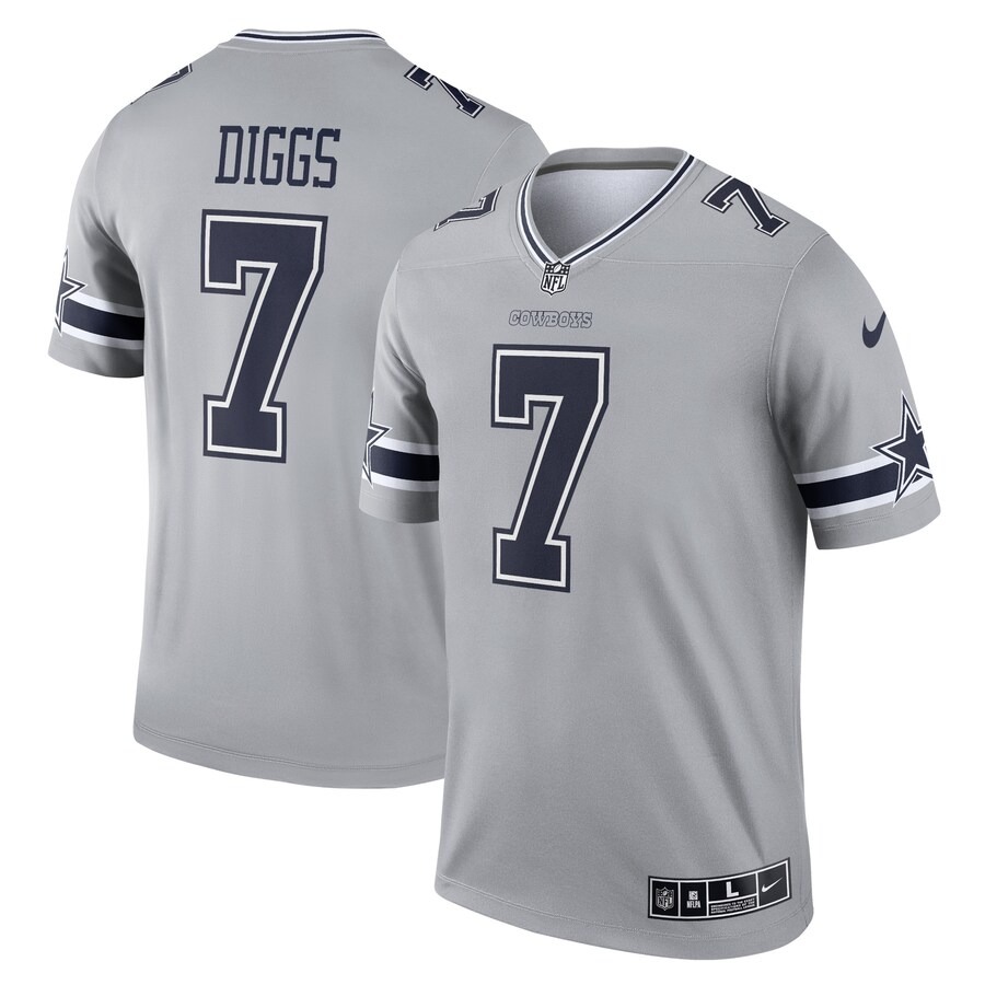 Men's Dallas Cowboys Trevon Diggs Nike Gray Inverted Legend Player Performance Top - Ujersey Shop