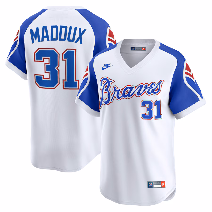 Men's Atlanta Braves Greg Maddux Nike White Throwback Cooperstown Collection Limited Jersey - Ujersey Shop