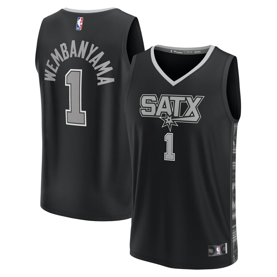 Youth San Antonio Spurs Victor Wembanyama Fanatics Black Fast Break Player Jersey - Statement Edition - Ujersey Shop