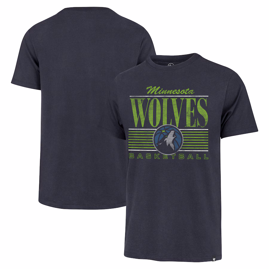 Men's Minnesota Timberwolves '47 Navy Remix Franklin T-Shirt - Ujersey Shop