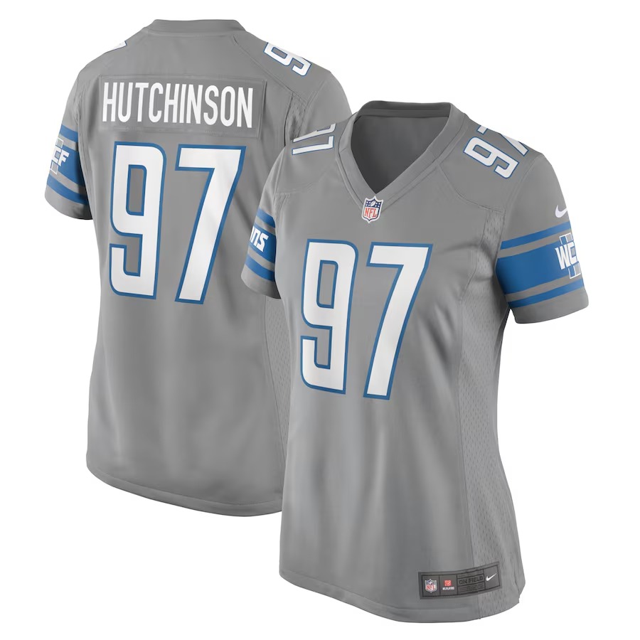 Women's Detroit Lions Aidan Hutchinson Nike Silver Game Jersey - Ujersey Shop
