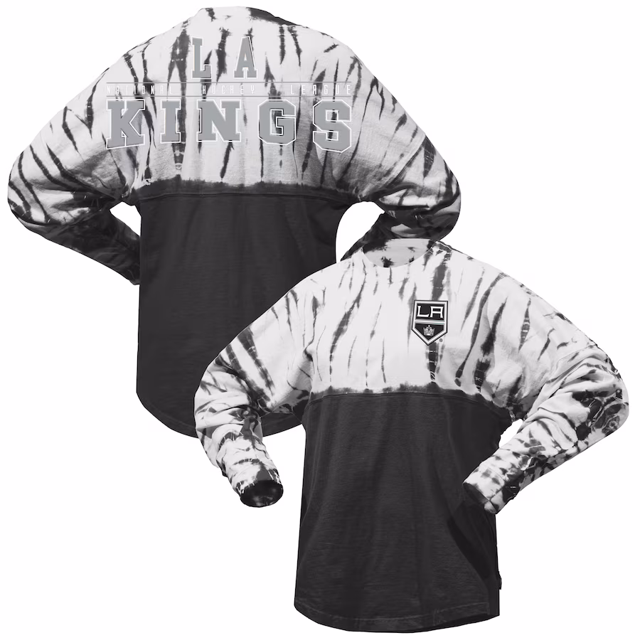 Unisex Los Angeles Kings Spirit Jersey Black Crystal Half Dye Long Sleeve T-Shirt - Ujersey Shop