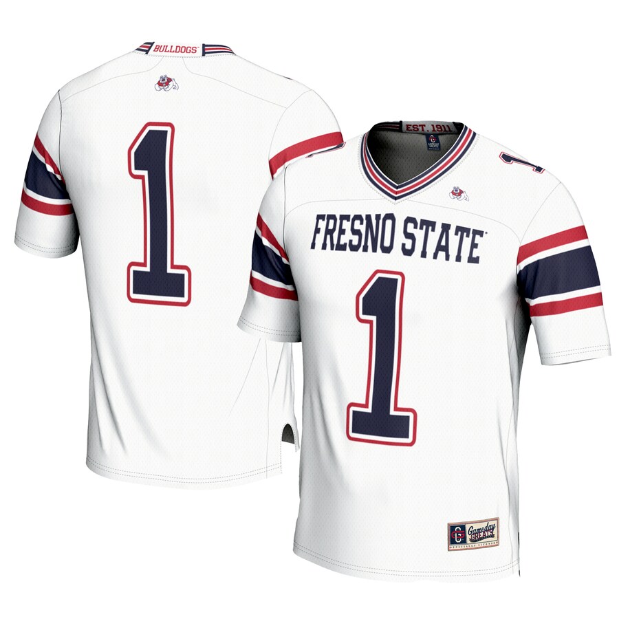 Men's GameDay Greats #1 White Fresno State Bulldogs Football Jersey - Ujersey Shop