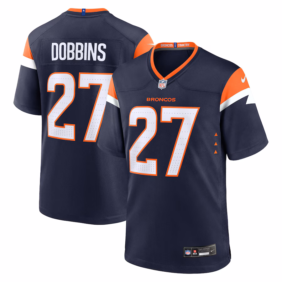 Men's Denver Broncos J.K. Dobbins Nike Navy Alternate Game Jersey - Ujersey Shop