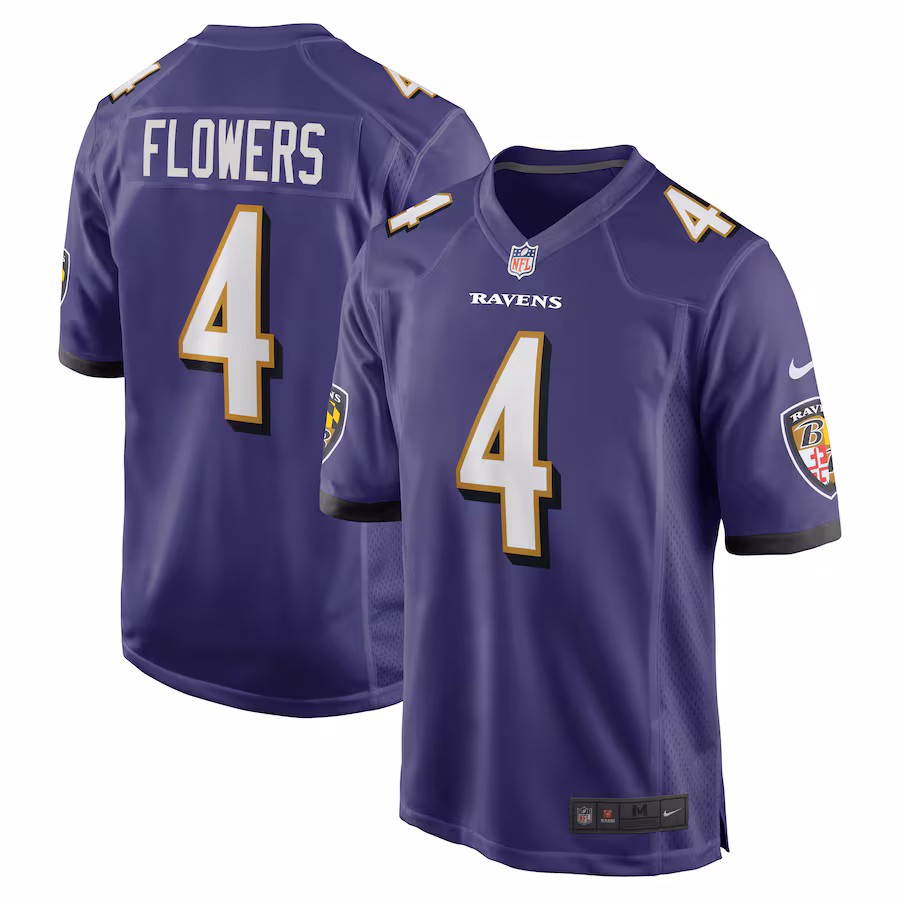 Men's Baltimore Ravens Zay Flowers Nike Purple 2023 NFL Draft First Round Pick Game Jersey - Ujersey Shop