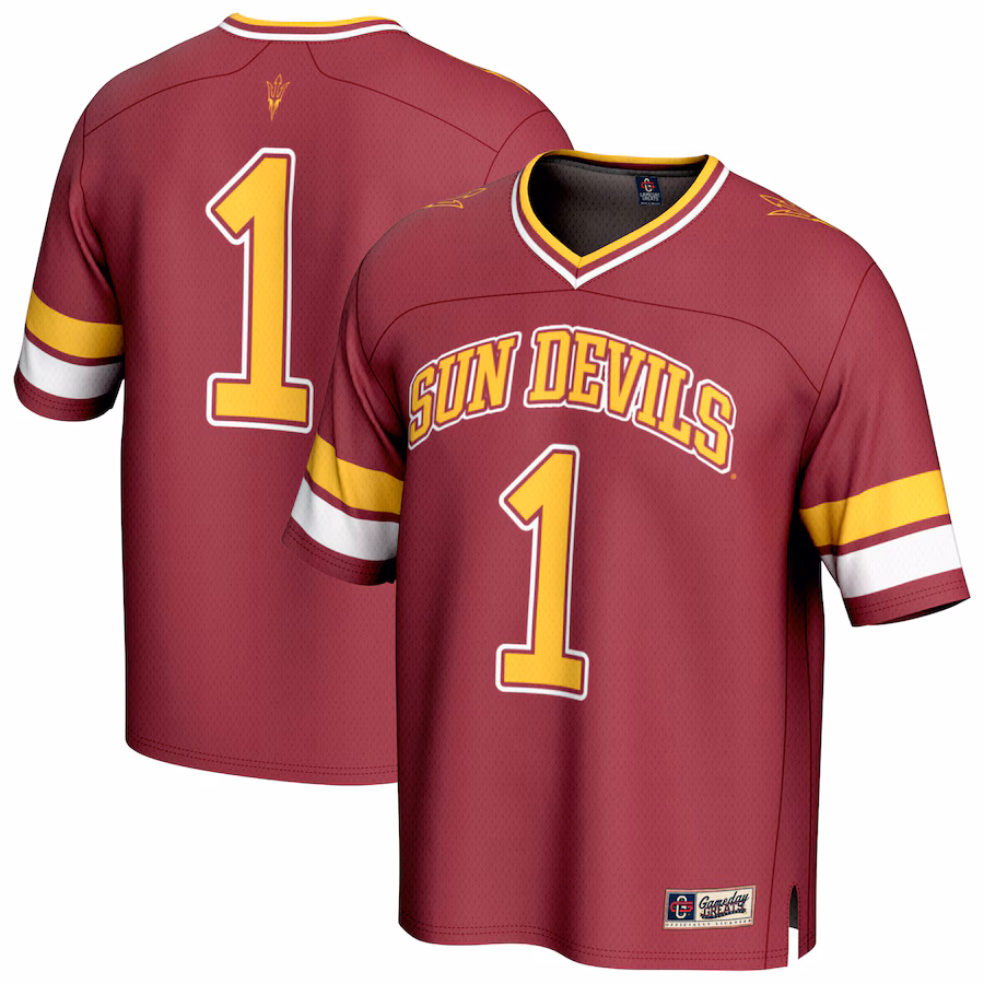 Unisex GameDay Greats #1 Maroon Arizona State Sun Devils Lightweight Collegiate Football Fashion Jersey - Ujersey Shop