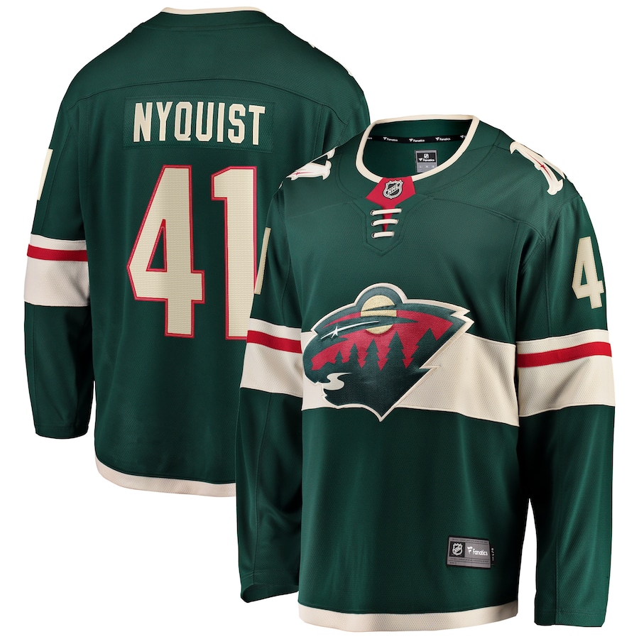 Men's Minnesota Wild Gustav Nyquist Fanatics Green Home Breakaway Jersey - Ujersey Shop