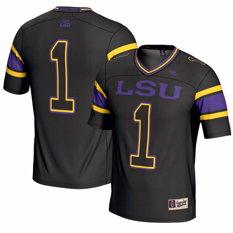 Men's GameDay Greats #1 Black LSU Tigers Endzone Football Jersey - Ujersey Shop
