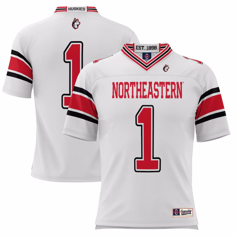 #1 Northeastern Huskies GameDay Greats Youth Football Jersey - White - Ujersey Shop