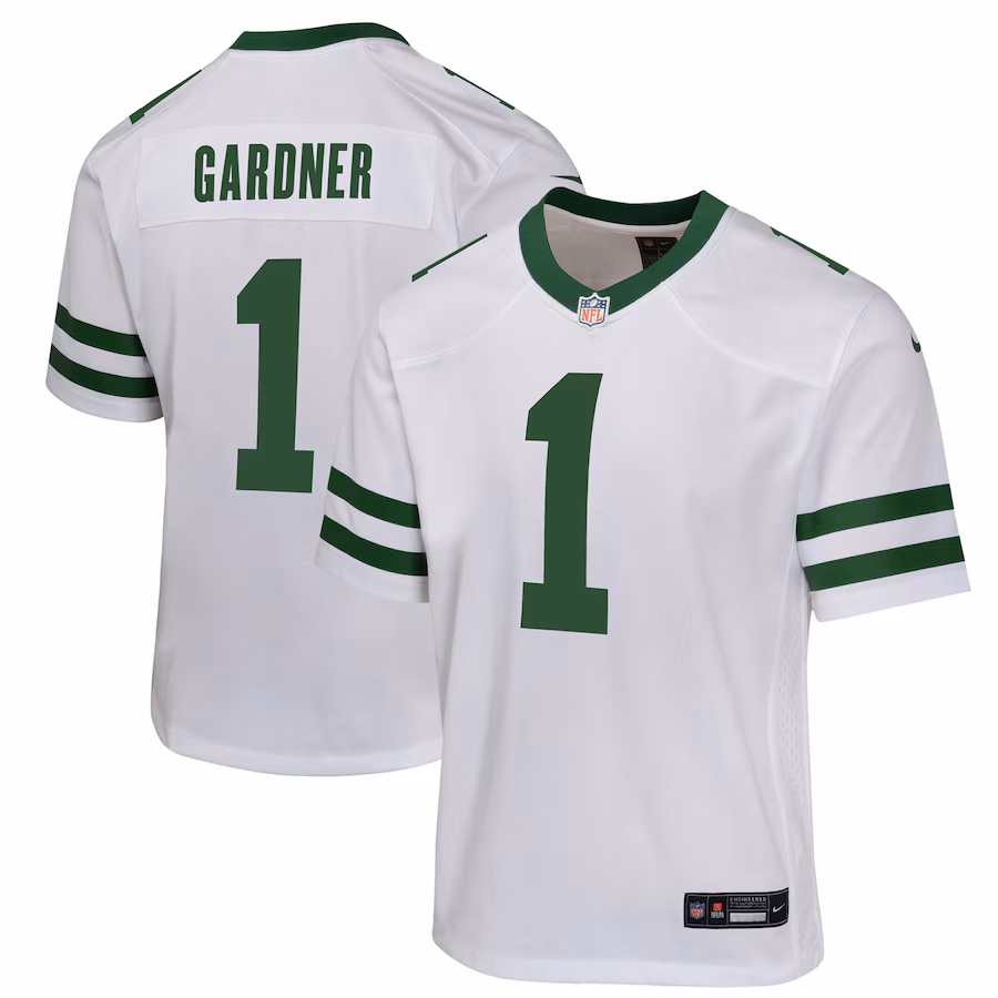 Youth New York Jets Ahmad Sauce Gardner Nike Legacy White Game Jersey - Ujersey Shop