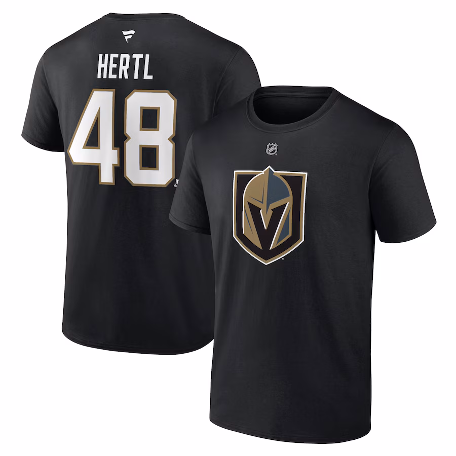 Men's Vegas Golden Knights Tomas Hertl Fanatics Black Authentic Stack Name & Number T-Shirt - Ujersey Shop