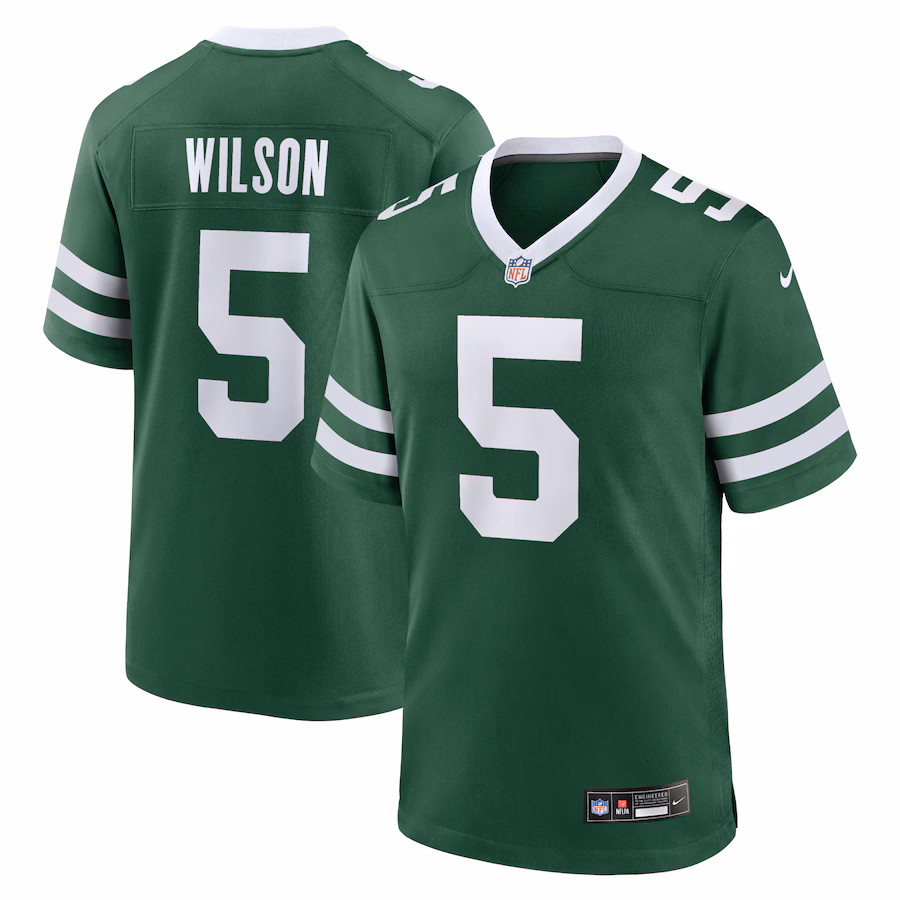 Men's New York Jets Garrett Wilson Nike Legacy Green Game Jersey - Ujersey Shop