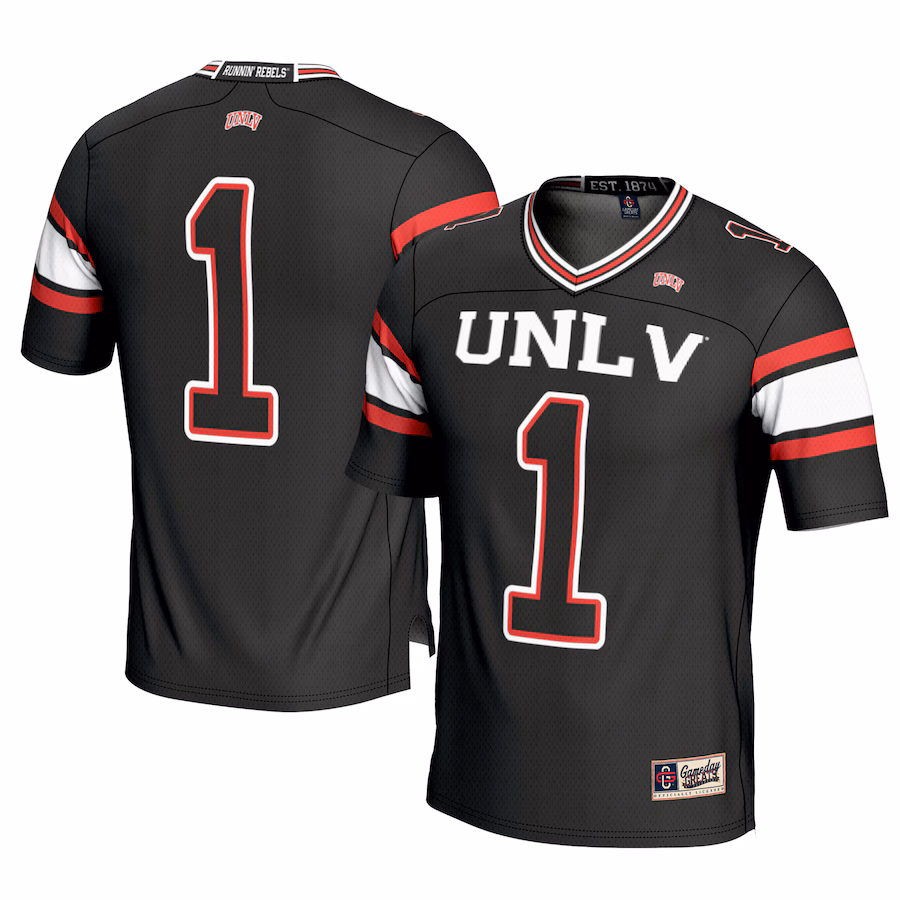 Men's GameDay Greats #1 Black UNLV Rebels Football Jersey - Ujersey Shop