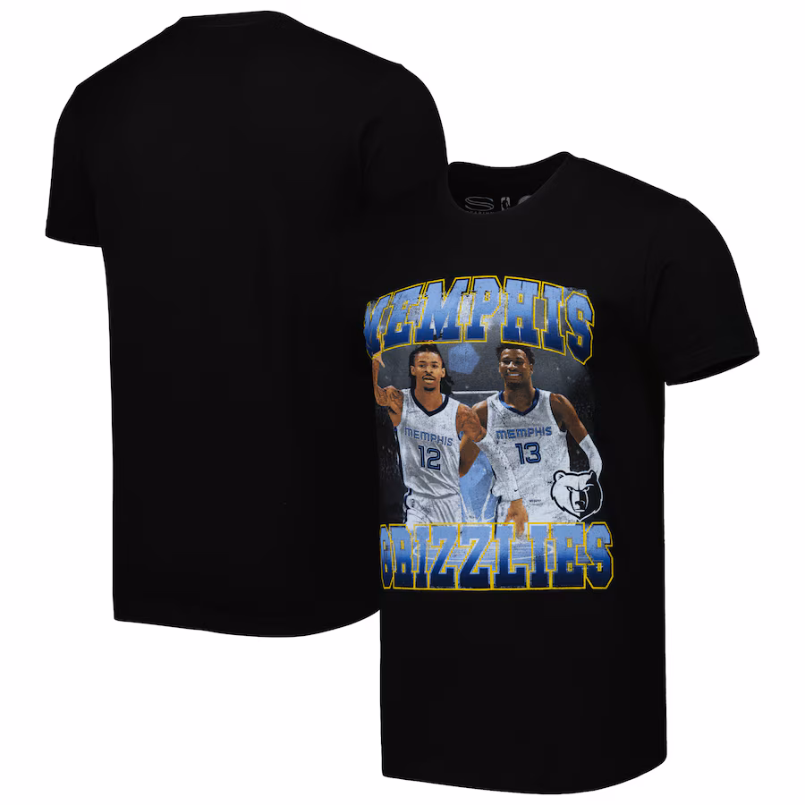 Unisex Memphis Grizzlies Ja Morant & Jaren Jackson Jr. Stadium Essentials Black Player Duo T-Shirt - Ujersey Shop