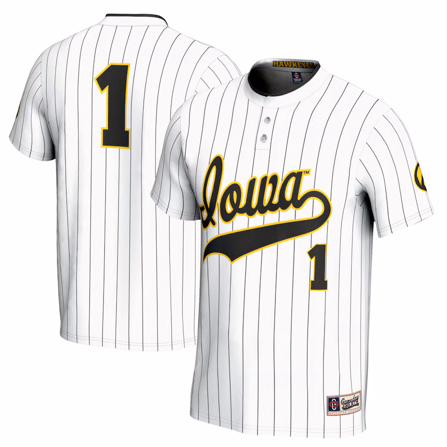 Youth GameDay Greats #1 White Iowa Hawkeyes Softball Lightweight Fashion Jersey - Ujersey Shop