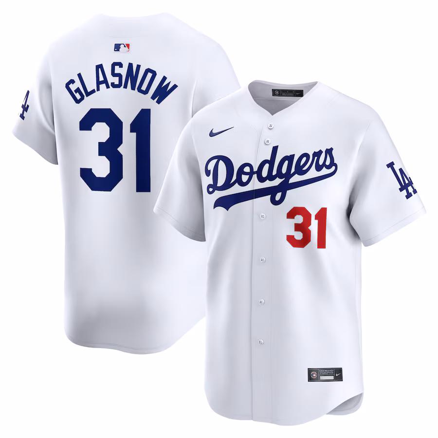 Men's Los Angeles Dodgers Tyler Glasnow Nike White Home Limited Player Jersey - Ujersey Shop