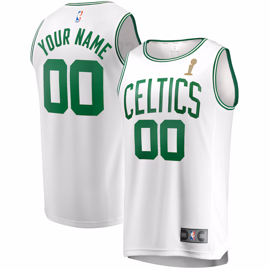 Men's Boston Celtics Fanatics White 2024 NBA Finals Champions Custom Fast Break Jersey - Association Edition - Ujersey Shop