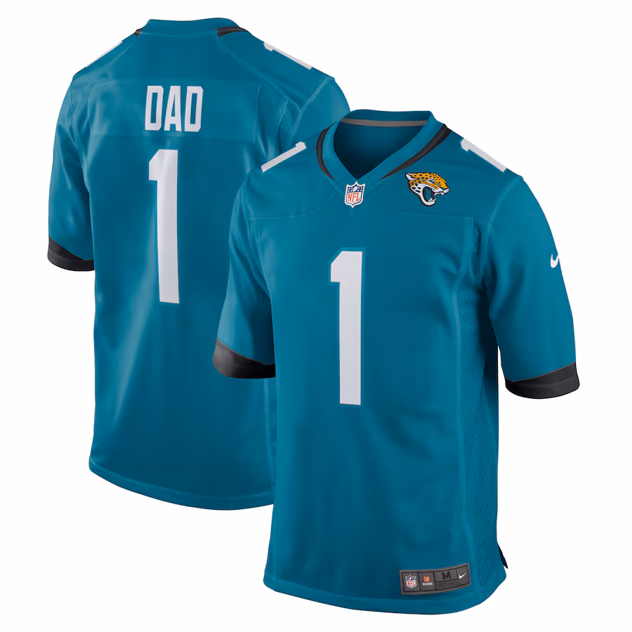 Men's Jacksonville Jaguars Number 1 Dad Nike Teal Game Jersey - Ujersey Shop
