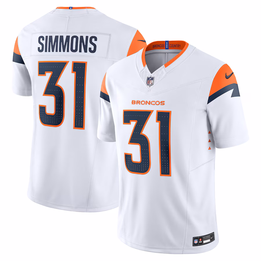 Men's Denver Broncos Justin Simmons Nike White Vapor F.U.S.E. Limited Jersey - Ujersey Shop