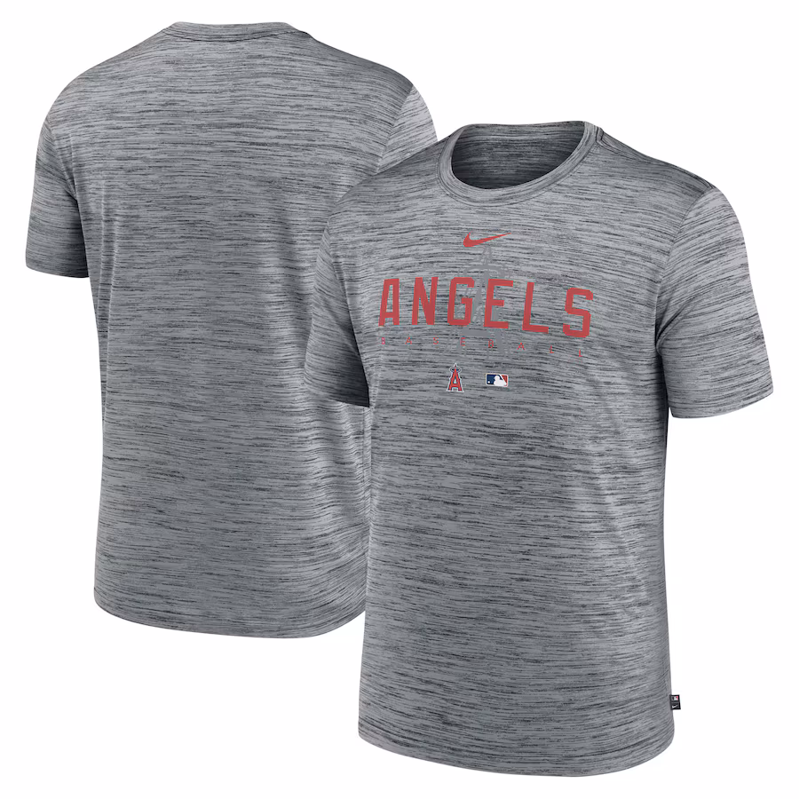 Men's Los Angeles Angels Nike Heather Gray Authentic Collection Velocity Performance Practice T-Shirt - Ujersey Shop