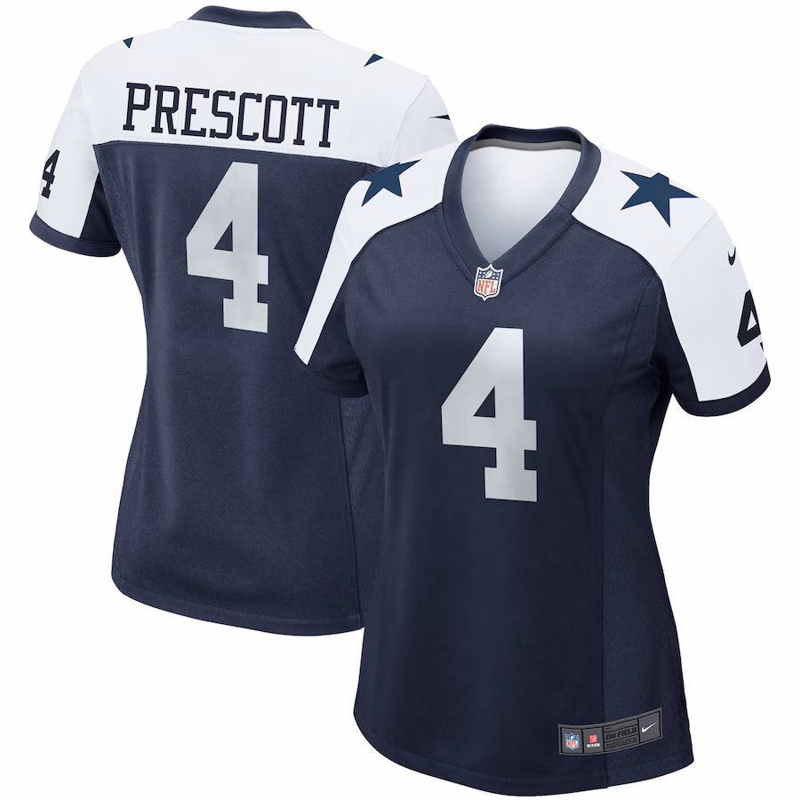 Women's Dallas Cowboys Dak Prescott Nike Navy Alternate Game Team Jersey - Ujersey Shop