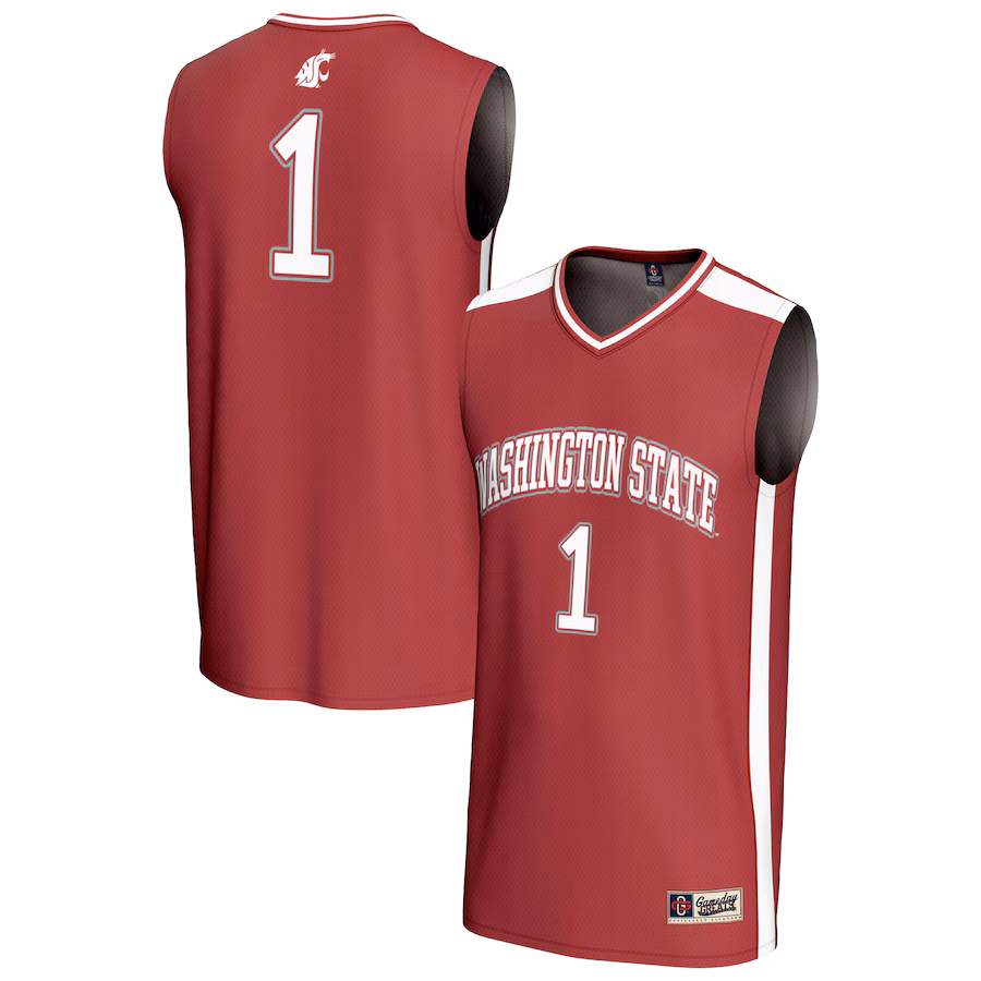 Youth GameDay Greats #1 Crimson Washington State Cougars Lightweight Collegiate Basketball Fashion Jersey - Ujersey Shop