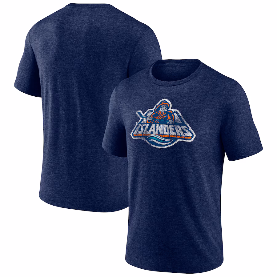 Men's New York Islanders Navy Wraparound Tri-Blend T-Shirt - Ujersey Shop