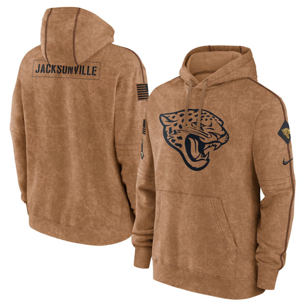 Men's Jacksonville Jaguars 2023 Brown Salute to Service Pullover Hoodie - Ujersey Shop