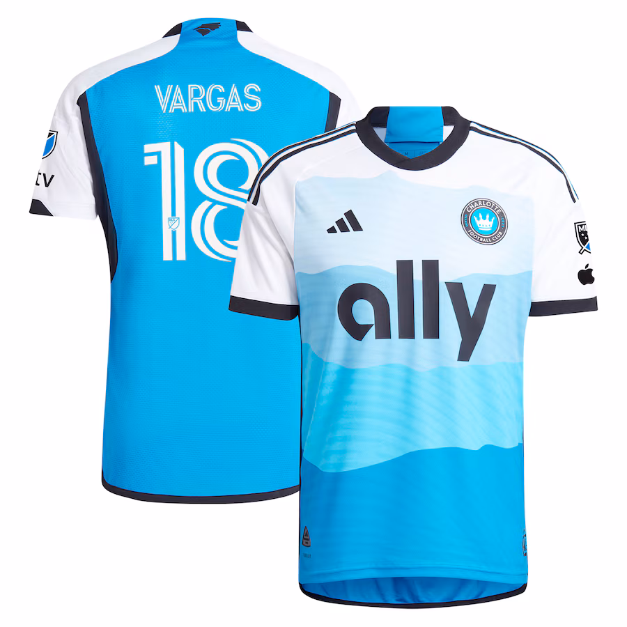 Men's Charlotte FC Kerwin Vargas adidas Blue 2024 The Carolina Kit: Explore Authentic Player Jersey - Ujersey Shop