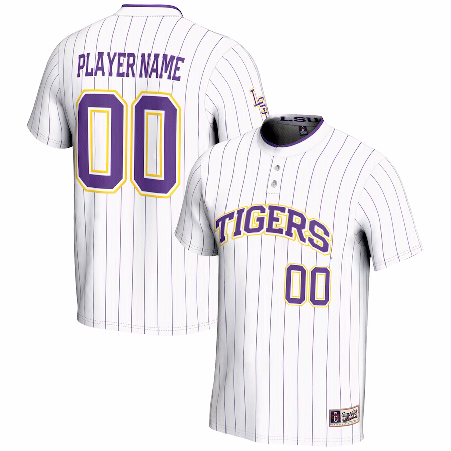 LSU Tigers GameDay Greats Youth NIL Pick-A-Player Lightweight Softball Jersey - White - Ujersey Shop