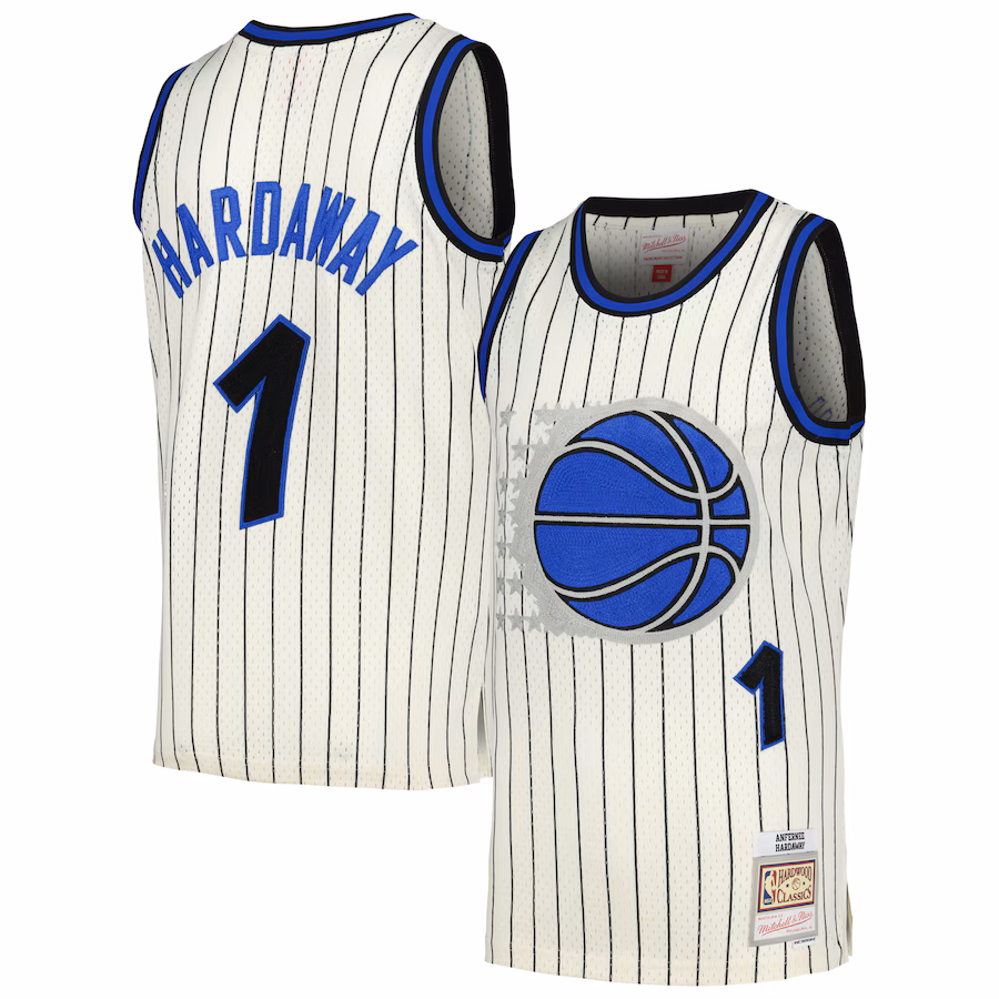 Men's Orlando Magic Penny Hardaway Mitchell & Ness Cream Chainstitch Swingman Jersey - Ujersey Shop