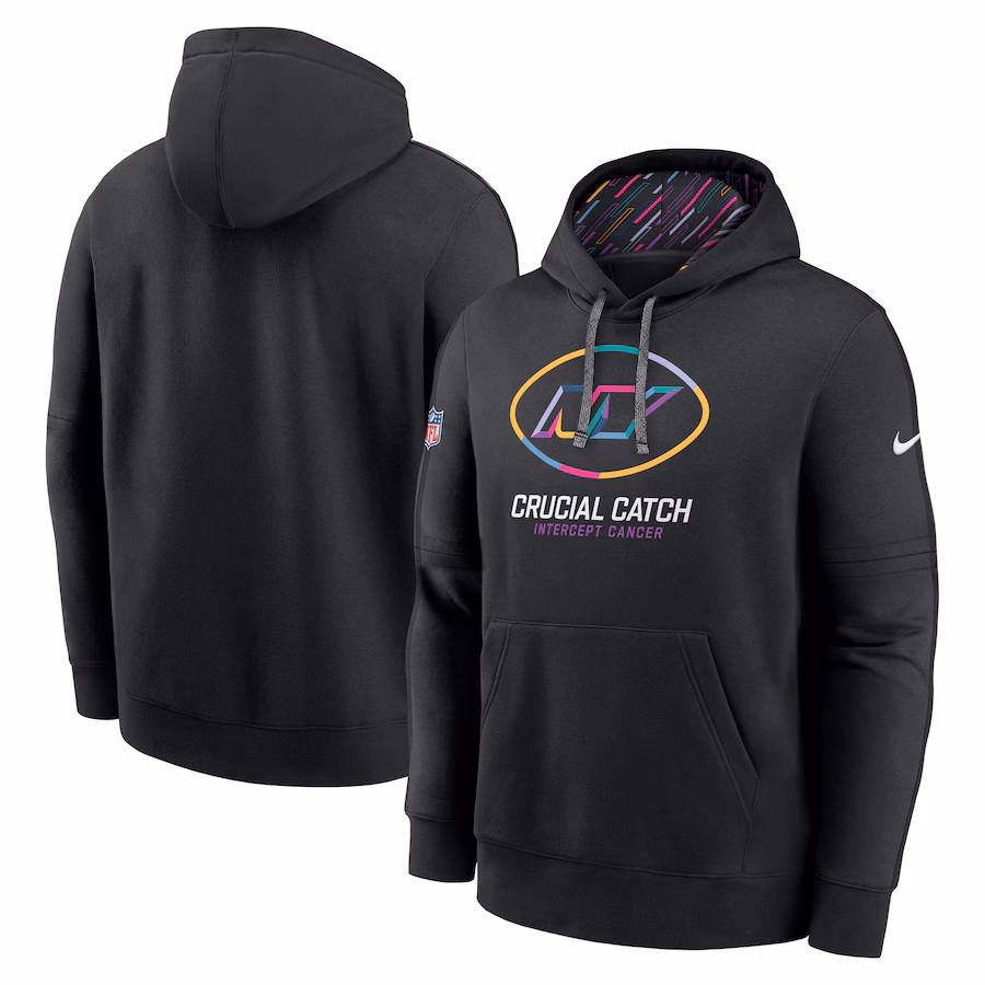Men's New York Jets Nike Black 2024 NFL Crucial Catch Club Pullover Hoodie - Ujersey Shop