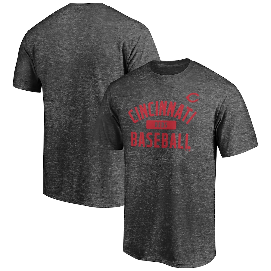Men's Cincinnati Reds Charcoal Team Primary Pill T-Shirt - Ujersey Shop